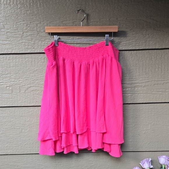 Torrid Coral Pink Tiered Minincrinkle gauze Skirt 3x - Picture 5 of 10